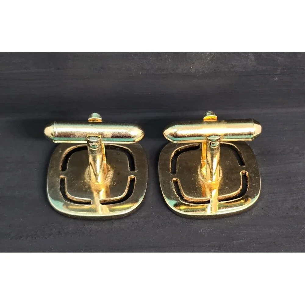 Vintage BB Logo Cufflinks Gold Tone Mens Jewelry Business Formal